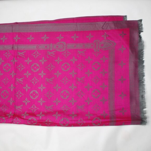 Louis Vuitton Stole Shawl Wrap 65% Cashmere 35% Silk  Pink Used - Picture 3 of 8